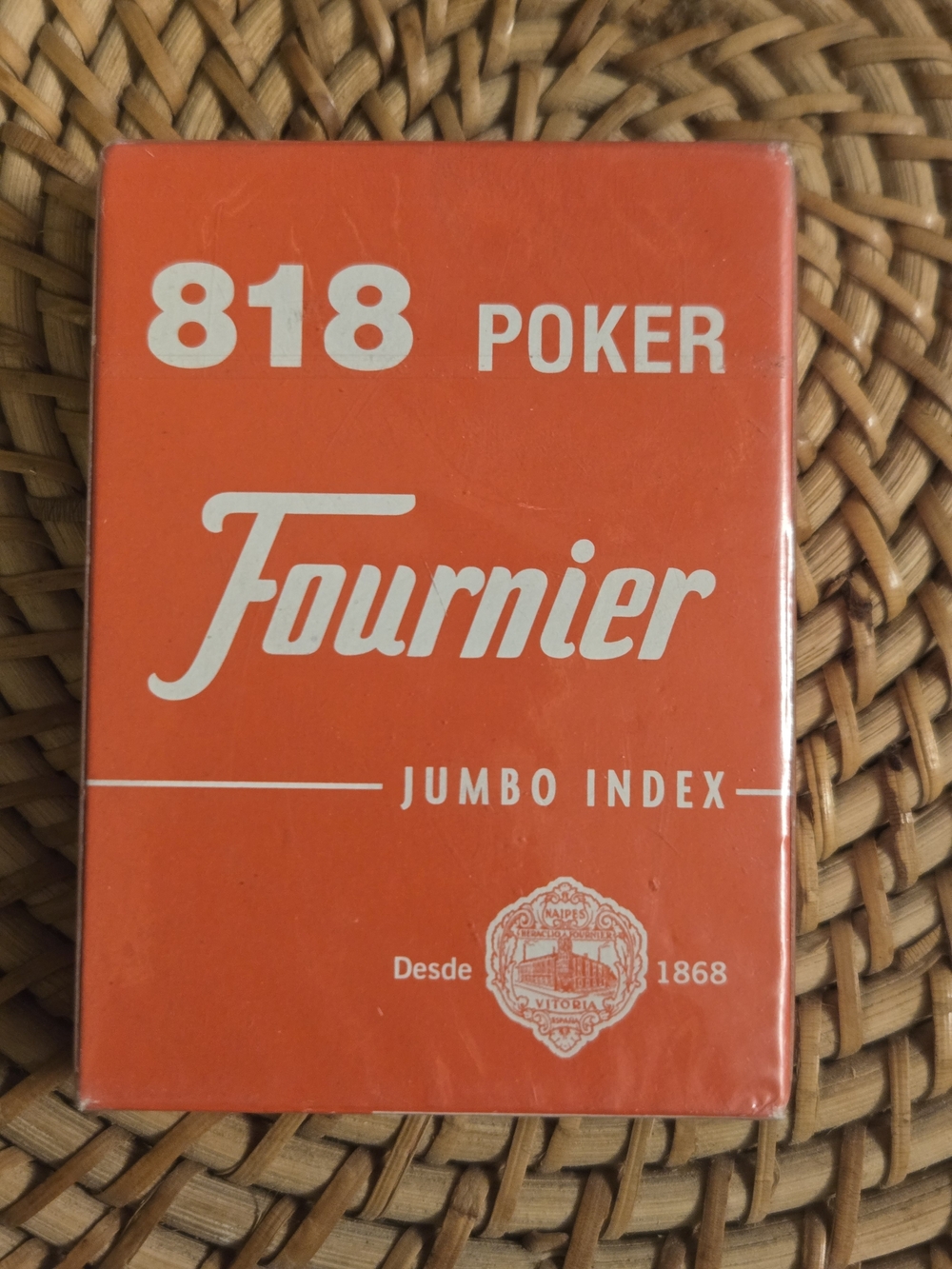 ​C01 New Sealed Fournier 818 Poker Playing Cards Jumbo Index Red Made in Spain